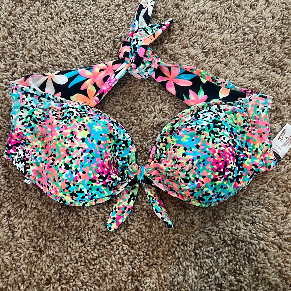 Reversible Floral Tie Back Bikini Top